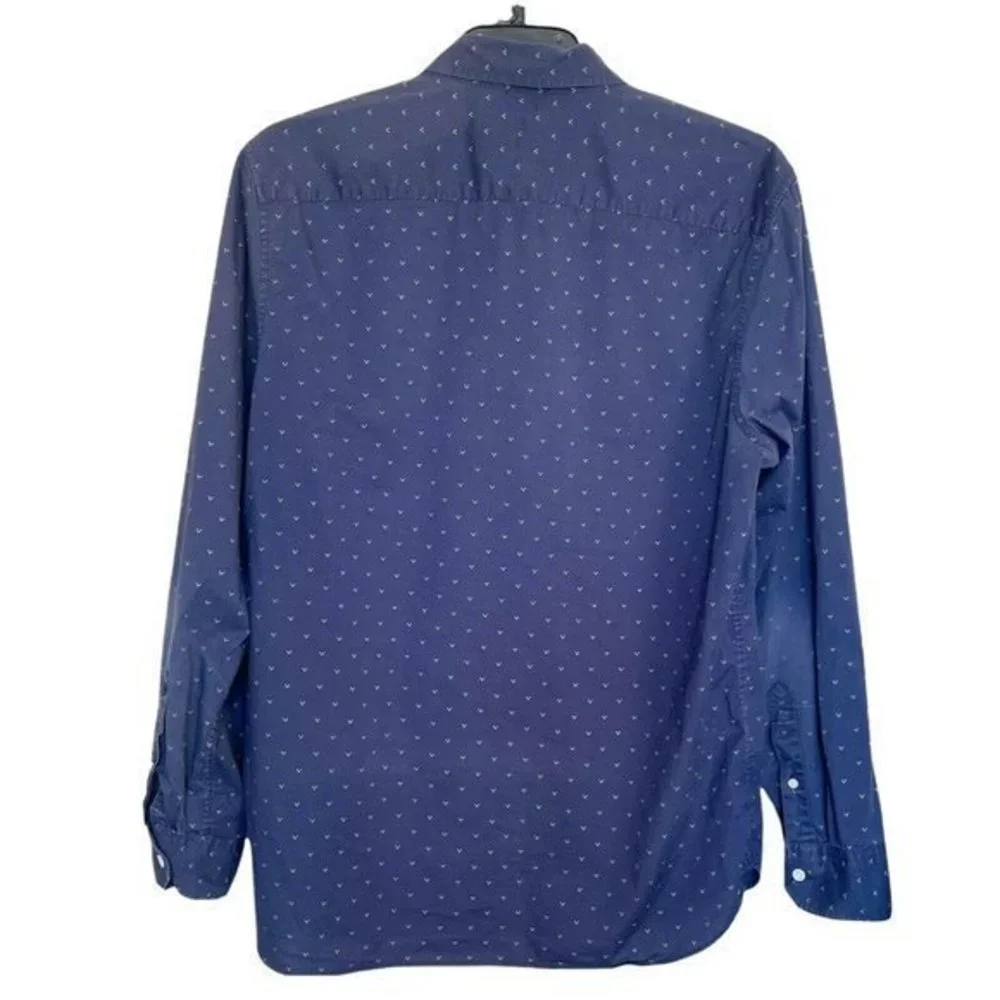 Victorinox Mens Button up Short Sleeve Print Shirt Size XL Blue Medium Slim Fit
